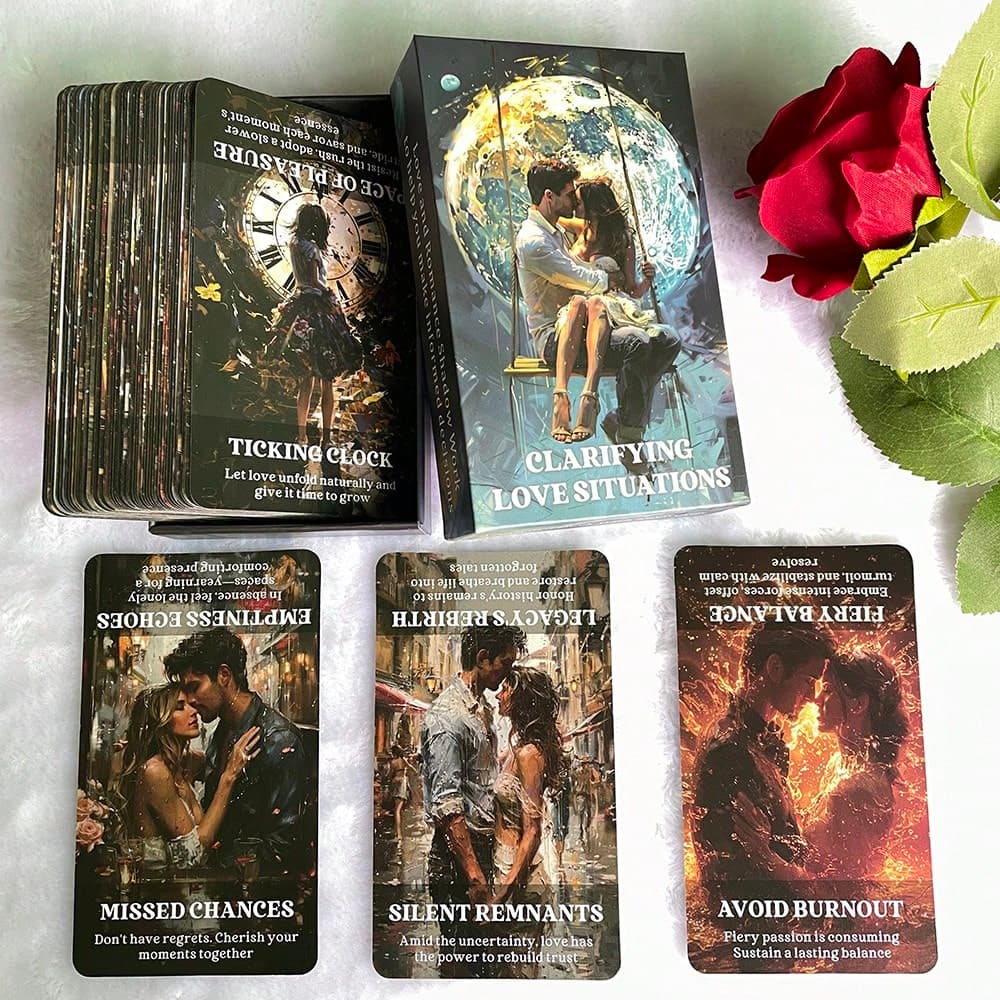Cartes oracle pour des situations amoureuses éclaircissantes, 56 cartes de 12x7cm sur un jeu de plateau, des jouets de divination et de fortune dans