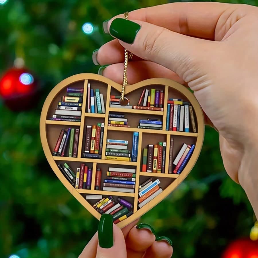 1 pièce Cœur damoureux des livres, cadeau dornement bibliothécaire pour elle, ornements acryliques pour amoureux des livres et bibliothécaires