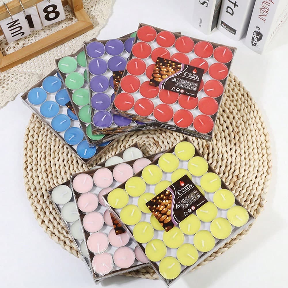 50 pièces Bougies chauffe-plat en cire avec activateur de feu pour proposition romantique, anniversaire, décoration, sans fumée